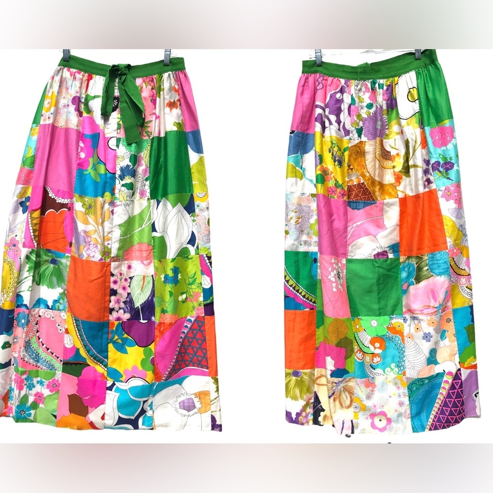 Vintage ALICE amazing quilt 70s Patchwork maxi wrap skirt large L 10